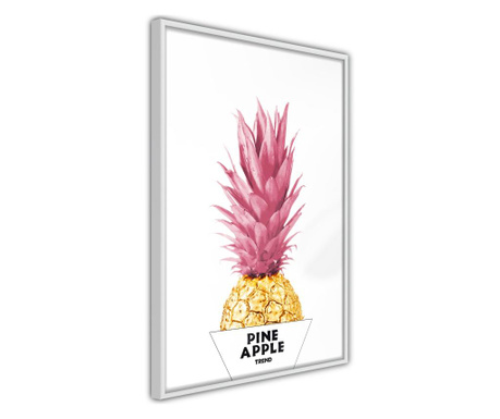 Faldekoráció - trendy pineapple - fehér keret - 20 x 30 cm