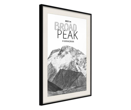 Poster Artgeist - Peaks of the World: Broad Peak - Crni okvir s paspartuom - 40 x 60 cm