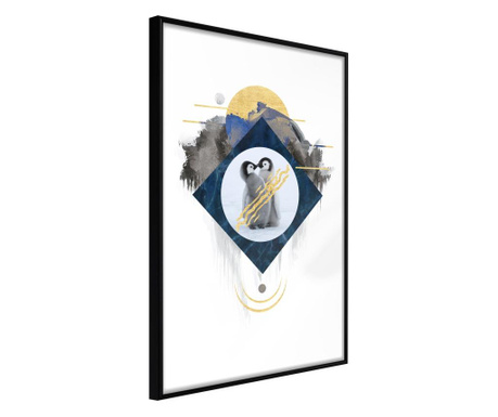 Плакат Artgeist - Little Penguins - Черна рамка - 20 x 30 cm
