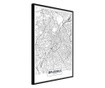 Faldekoráció - city map: brussels - fekete keret - 40 x 60 cm