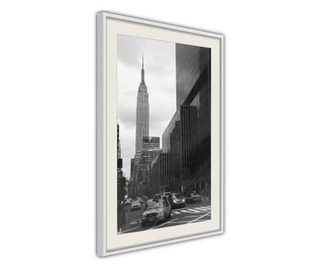 Faldekoráció - empire state building - fehér keret passe-partout-val - 30 x 45 cm