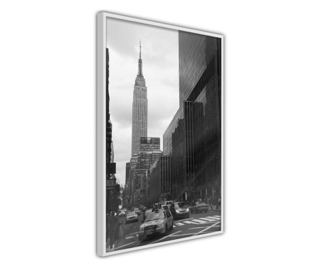 Faldekoráció - empire state building - fehér keret - 30 x 45 cm