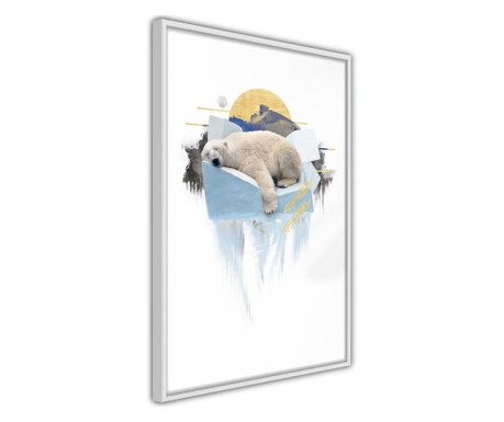 Faldekoráció - king of the arctic - fehér keret - 30 x 45 cm