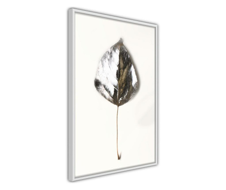 Faldekoráció - silvery leaf - fehér keret - 30 x 45 cm