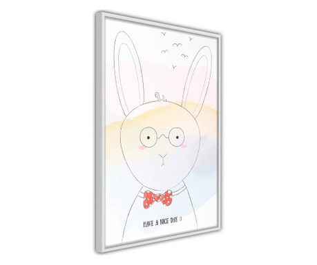 Poster Artgeist - Polite Bunny - Bijeli okvir - 30 x 45 cm