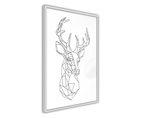 Faldekoráció - minimalist deer - fehér keret - 30 x 45 cm