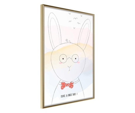 Плакат Artgeist - Polite Bunny - Златна рамка - 20 x 30 cm