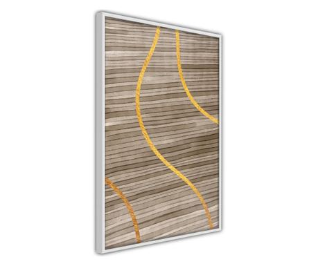 Faldekoráció - golden stripes - fehér keret - 20 x 30 cm