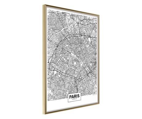 Плакат Artgeist - City Map: Paris - Златна рамка - 20 x 30 cm