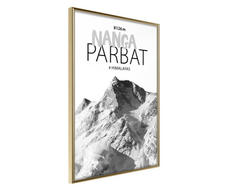 Плакат Artgeist - Peaks of the World: Nanga Parbat - Златна рамка - 20 x 30 cm