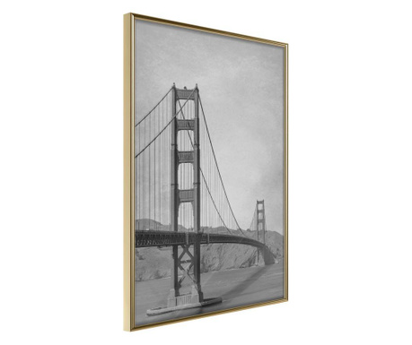 Плакат Artgeist - Bridge in San Francisco II - Златна рамка - 20 x 30 cm