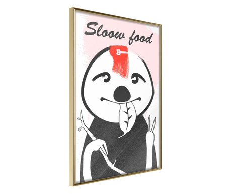 Плакат Artgeist - Sloth's Favourite Food - Златна рамка - 20 x 30 cm