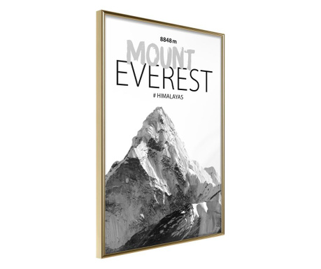 Плакат Artgeist - Peaks of the World: Mount Everest - Златна рамка - 20 x 30 cm
