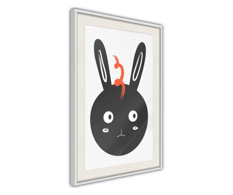 Poster Artgeist - Surprised Bunny - Bijeli okvir s paspartuom - 20 x 30 cm
