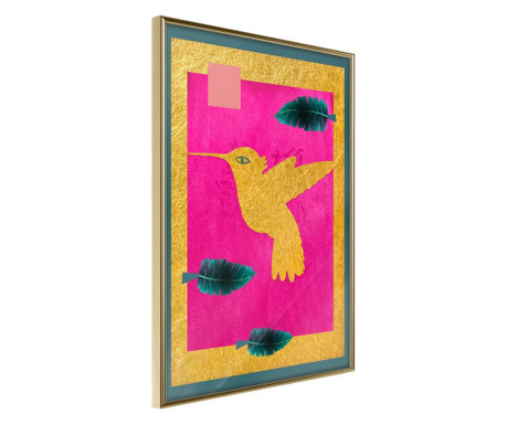 Плакат Artgeist - Native American Hummingbird - Златна рамка - 20 x 30 cm