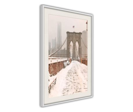 Poster Artgeist - Winter in New York - Bijeli okvir s paspartuom - 20 x 30 cm