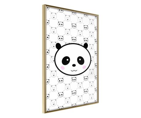 Плакат Artgeist - Panda and Friends - Златна рамка - 20 x 30 cm