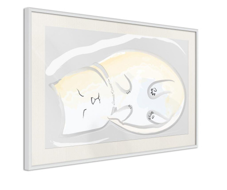 Poster Artgeist - Happy Kitty - Bijeli okvir s paspartuom - 30 x 20 cm