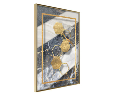 Плакат Artgeist - Marble Composition III - Златна рамка - 20 x 30 cm