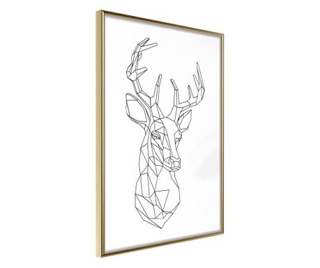 Плакат Artgeist - Minimalist Deer - Златна рамка - 20 x 30 cm
