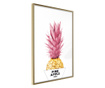 Плакат Artgeist - Trendy Pineapple - Златна рамка - 20 x 30 cm