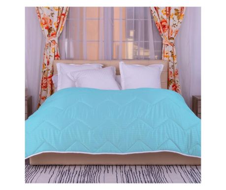 Set pilota lana iarna damasc policoton bleu 200x220 cm 2 perne matlasate 50x70 cm
