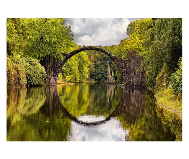 Samoljepljiva foto tapeta Artgeist - Devil's Bridge in Kromlau,Germany - 98 x 70 cm