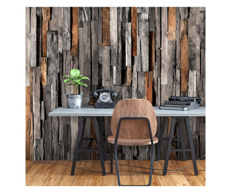 Samoljepljiva foto tapeta Artgeist - Wooden Curtain (Grey and Brown) - 98 x 70 cm