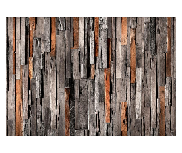 Samoljepljiva foto tapeta Artgeist - Wooden Curtain (Grey and Brown) - 98 x 70 cm