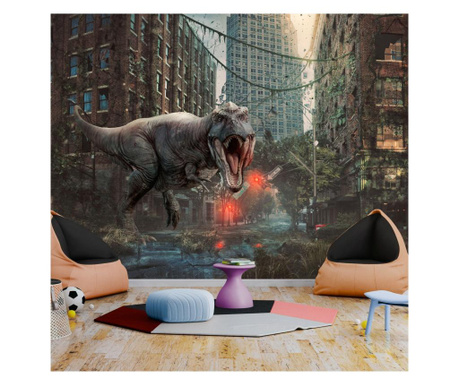 Samoljepljiva foto tapeta Artgeist - Dinosaur in the City - 98 x 70 cm