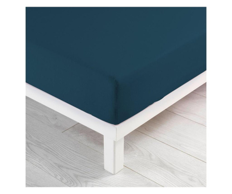 Cearsaf de pat cu elastic Douceur D'intérieur, Jersy, bumbac, 140x190 cm, albastru