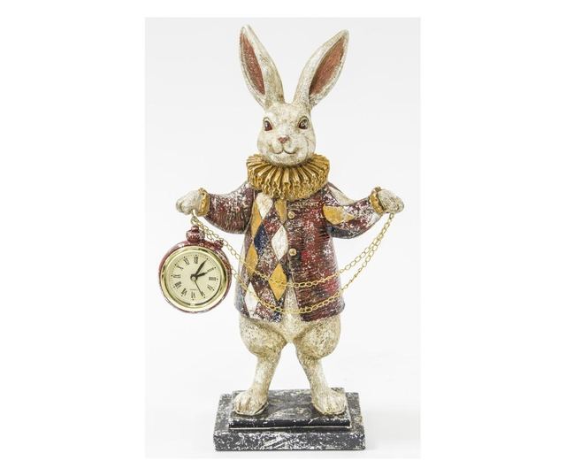 Figurina iepure cu ceas, Rossana Collection, 30x18x8.5 cm