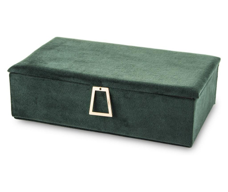 Caseta pentru bijuterii, catifea verde, 6x19x11.5 cm