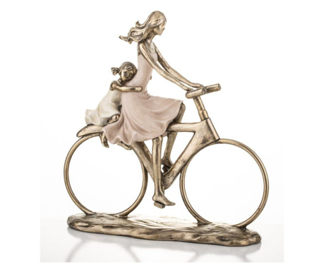 Figurina mama/fiica pe bicicleta, 25x24x7 cm