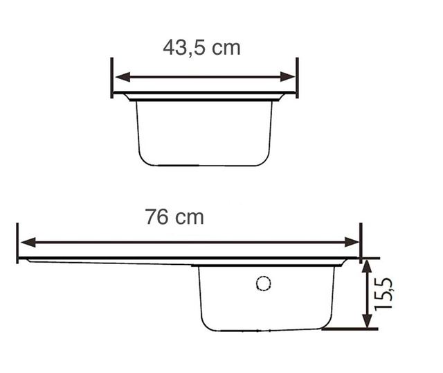 Set chiuveta inox anticalcar de blat + baterie pipa flexibila, 43.5x76 cm, cuva stanga