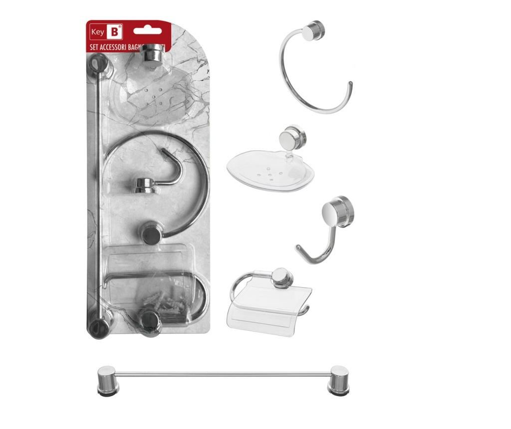 Set 5 accesorii baie Feridras Key B, metal cromat si ABS - 2