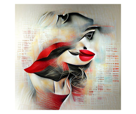 Tablou Canvas, Abstract, Red Lips, 40 x 40 cm, Multicolor  40x40 cm