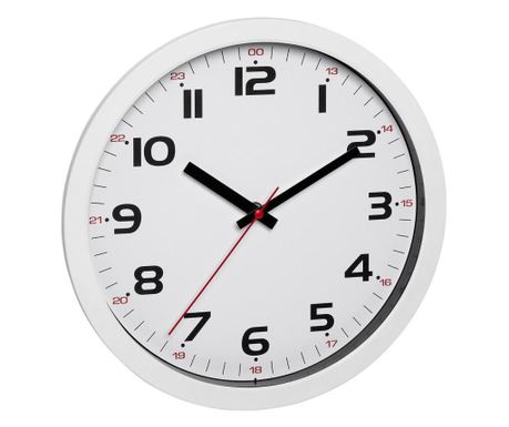 Tiha analogna stenska ura s steklenim pokrovom, velike številke, bela, TFA 60.3050.02