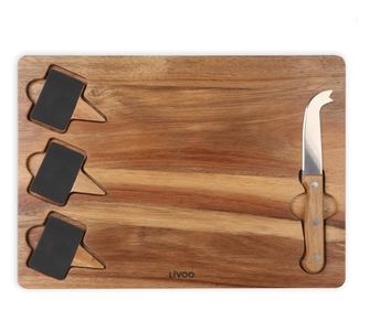 Platou servire branzeturi Livoo MES135, 4 piese, lemn, 32,5 x 23,5 x 1,5 cm