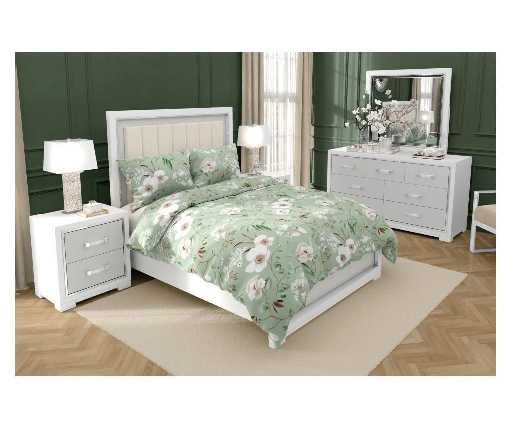 Lenjerie de pat Single Ranforce Dilios, Magnolia, bumbac, multicolor