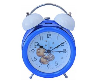 Asztali ébresztőóra gyerekeknek Pufo Joy, számlapos világító gombbal, 16 cm, Teddy Bear modell