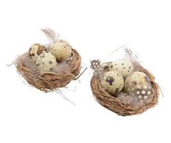 Decoratiune cuib cu oua, paste, set 2 buc, 8 cm