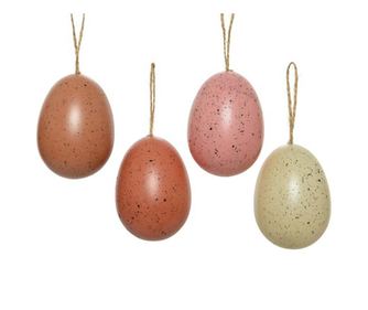 Set decorativ 12 oua, cu agatatoare, crem/maro, 4x6 cm