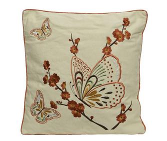 Perna bumbac cu broderie fluture, 45x45 cm