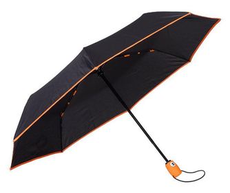 Umbrela telescopica, neagra cu margine portocalie, deschidere si inchidere automata, diametru 102cm