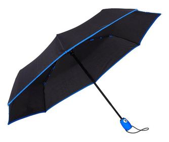Umbrela telescopica, neagra cu margine albastra, deschidere si inchidere automata, diametru 102cm