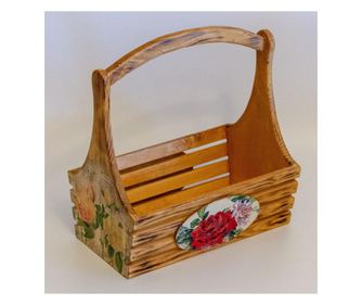 Cos depozitare decorativ handmade,lemn, 30x18,5x32 cm