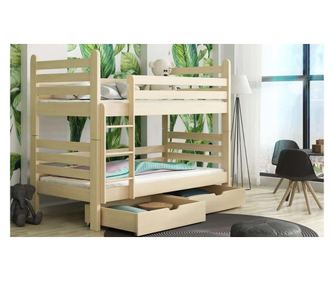 Drveni dječji krevet na kat Patryk s ladicom - svijetlo drvo - 190x90 cm