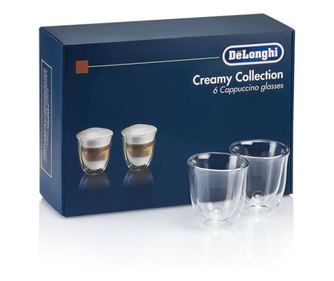 Set 6 pahare cappuccino 190 ml, Fancy Collection Delonghi, sticla borosilicata