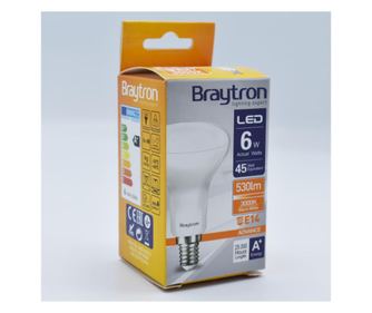 Bec led R50 6W (45W), E14, 530lm, lumina calda (3000K), opal, Braytron